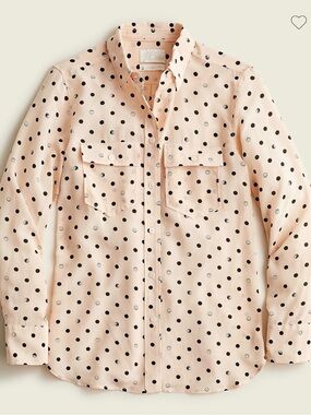 J.Crew Polka Dot Button-Up Silk Shirt in Blush Pink NWT